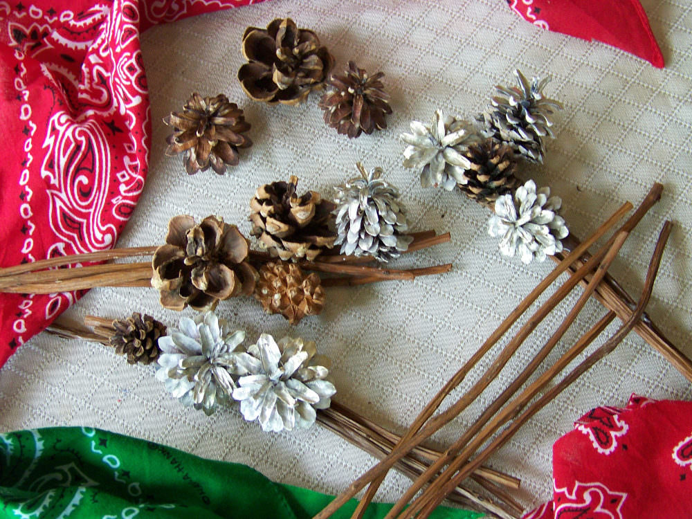 Pinecones and wreath materials