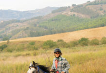Horseback riding a horse through Sicily, Italy