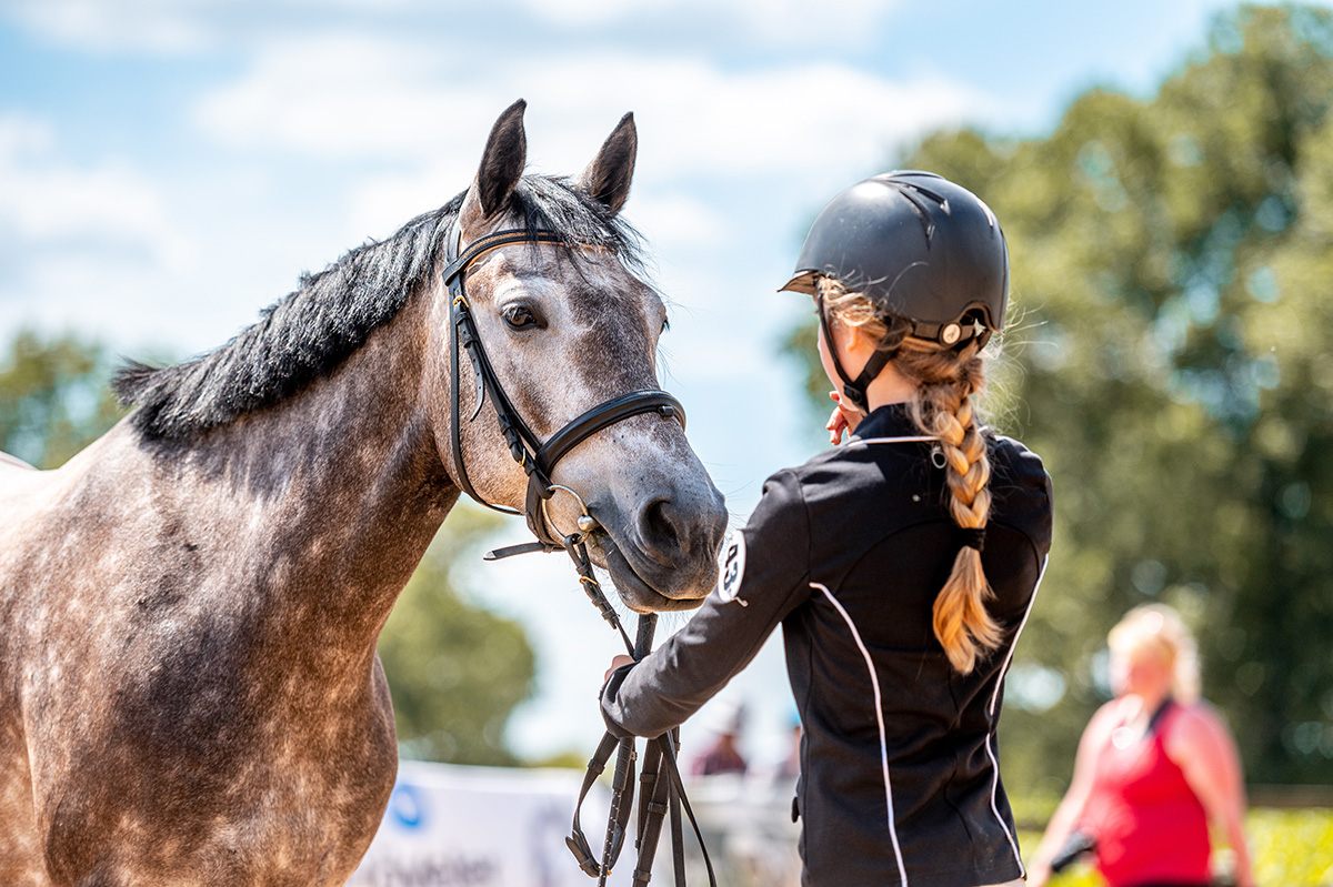 A girl showing her horse.