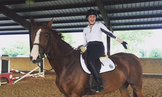 Riding a lesson horse