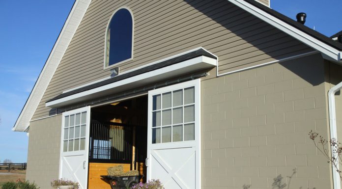 Front of a horse barn