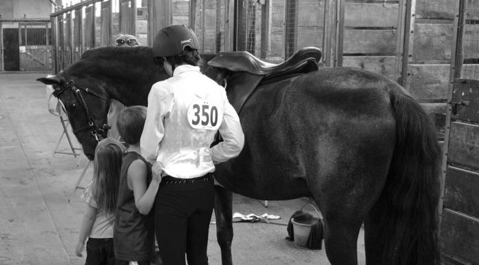 The author with her kids at her first horse show.