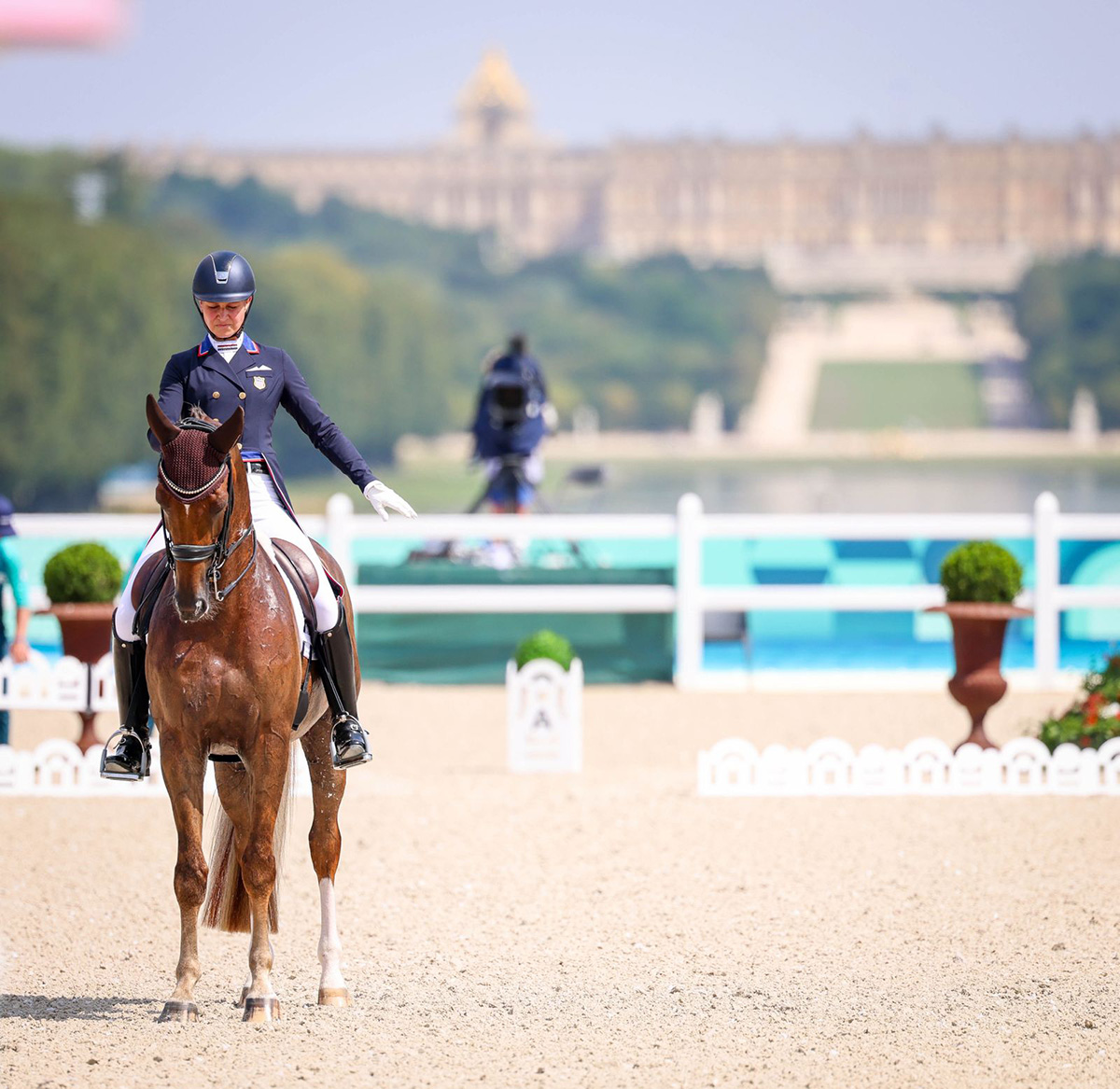 Adrienne Lyle on day 1 of Grand Prix dressage at the 2024 Paris Olymipcs