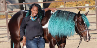 Chanel Rhodes with a Mane Tresses wig in her mare's mane