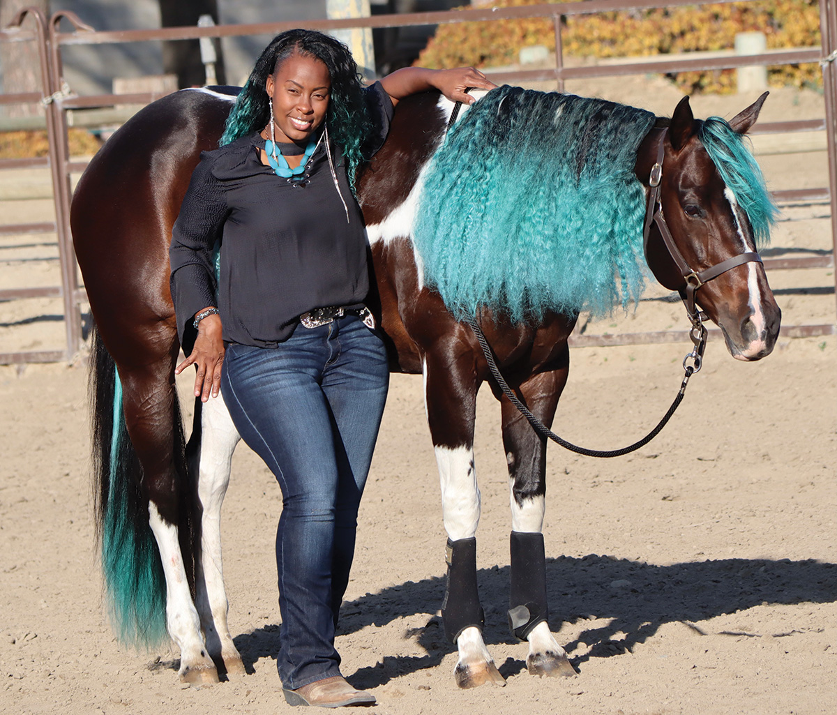 Chanel Rhodes with a Mane Tresses wig in her mare's mane