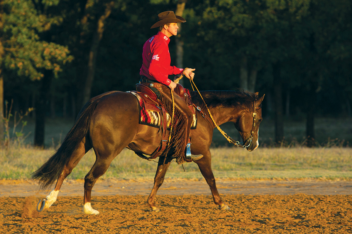 Bud Lyon riding an AQHA World Champion ranch riding horse