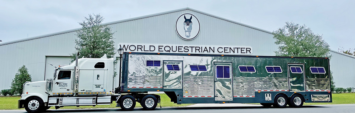 One of Elite Horse Transport's long-distance horse hauling rigs at the World Equestrian Center