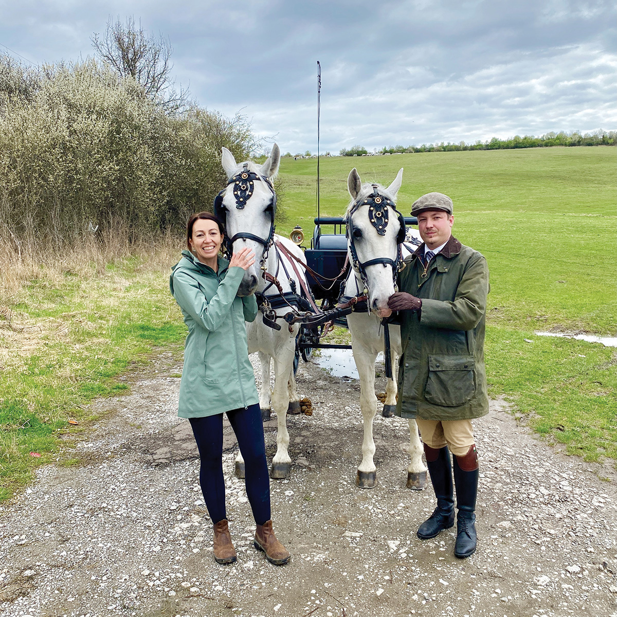 Jessica gets a driving lesson with a Lipizzaner from Dávid