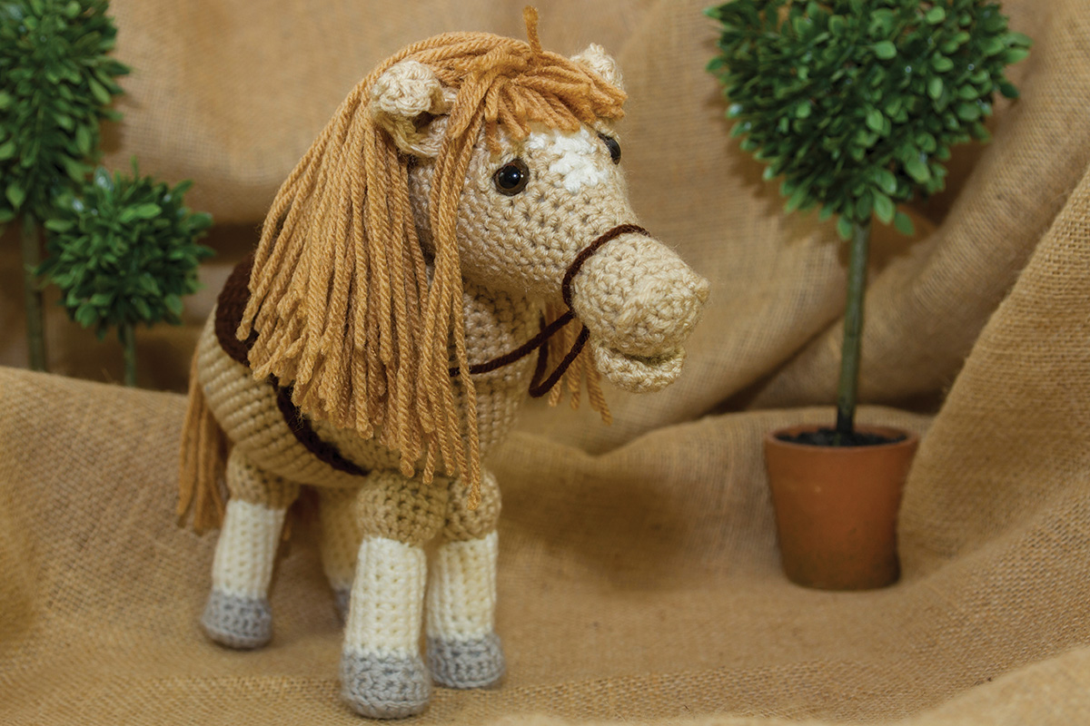 A crocheted pony.