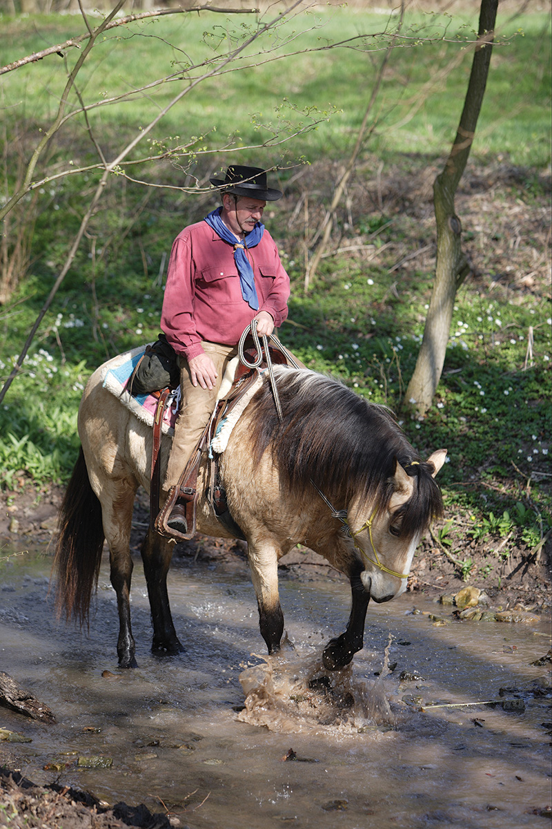 A cowboy on a trail ride