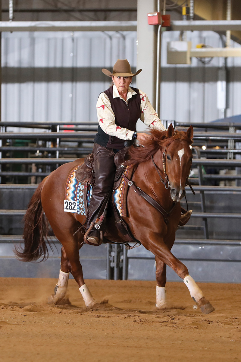 A western rider in the show pen