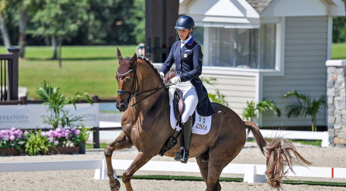 Adrienne Lyle riding Helix. The pair will compete together as part of the U.S. Olympic Dressage Team at the 2024 Paris Olympics.