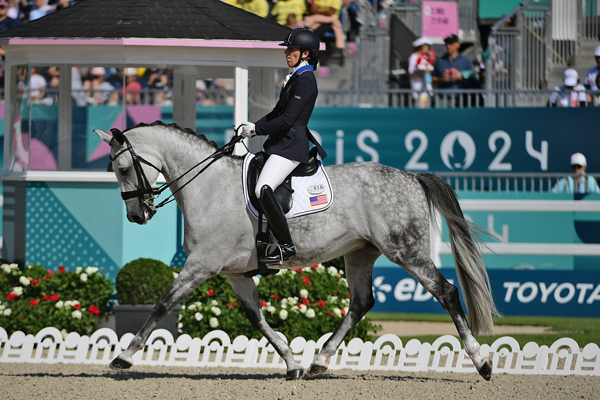 Kate Shoemaker and Vianne compete in para dressage at the 2024 Paris Paralympics