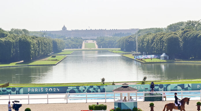 The stunning Paris 2024 Olympic Games equestrian competition backdrop of the Grand Canal and Palace of Versailles