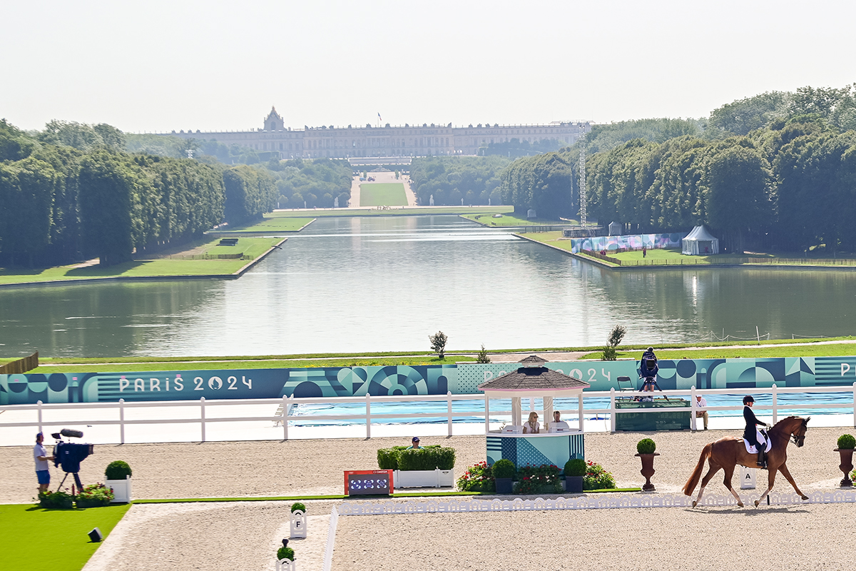 Nanna Skodborg Merrald (DEN) riding Zepter before the stunning backdrop of the Grand Canal and Palace of Versailles