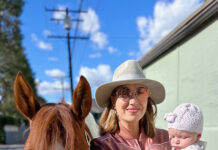 Barn Banter episode 20 guest Raquel Lynn with her baby and horse