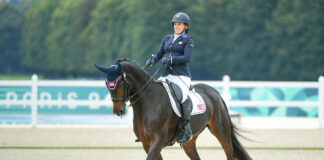 Rebecca Hart and Floratina scored a personal best of 78.567% to clinch gold for the U.S. Para Dressage Team at the Paris 2024 Paralympics