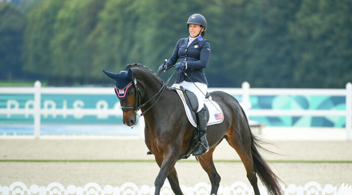 Rebecca Hart and Floratina scored a personal best of 78.567% to clinch gold for the U.S. Para Dressage Team at the Paris 2024 Paralympics