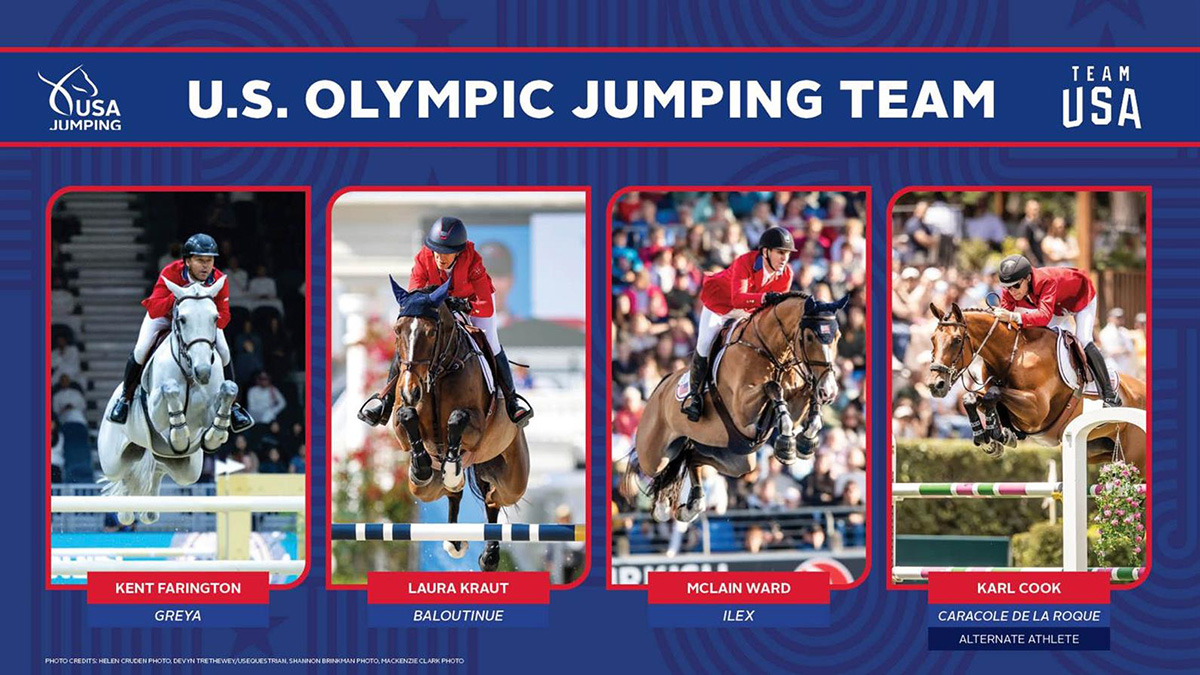 The U.S. Olympic Jumping Team that will be competing in equestrian sport at the 2024 Paris Olympics