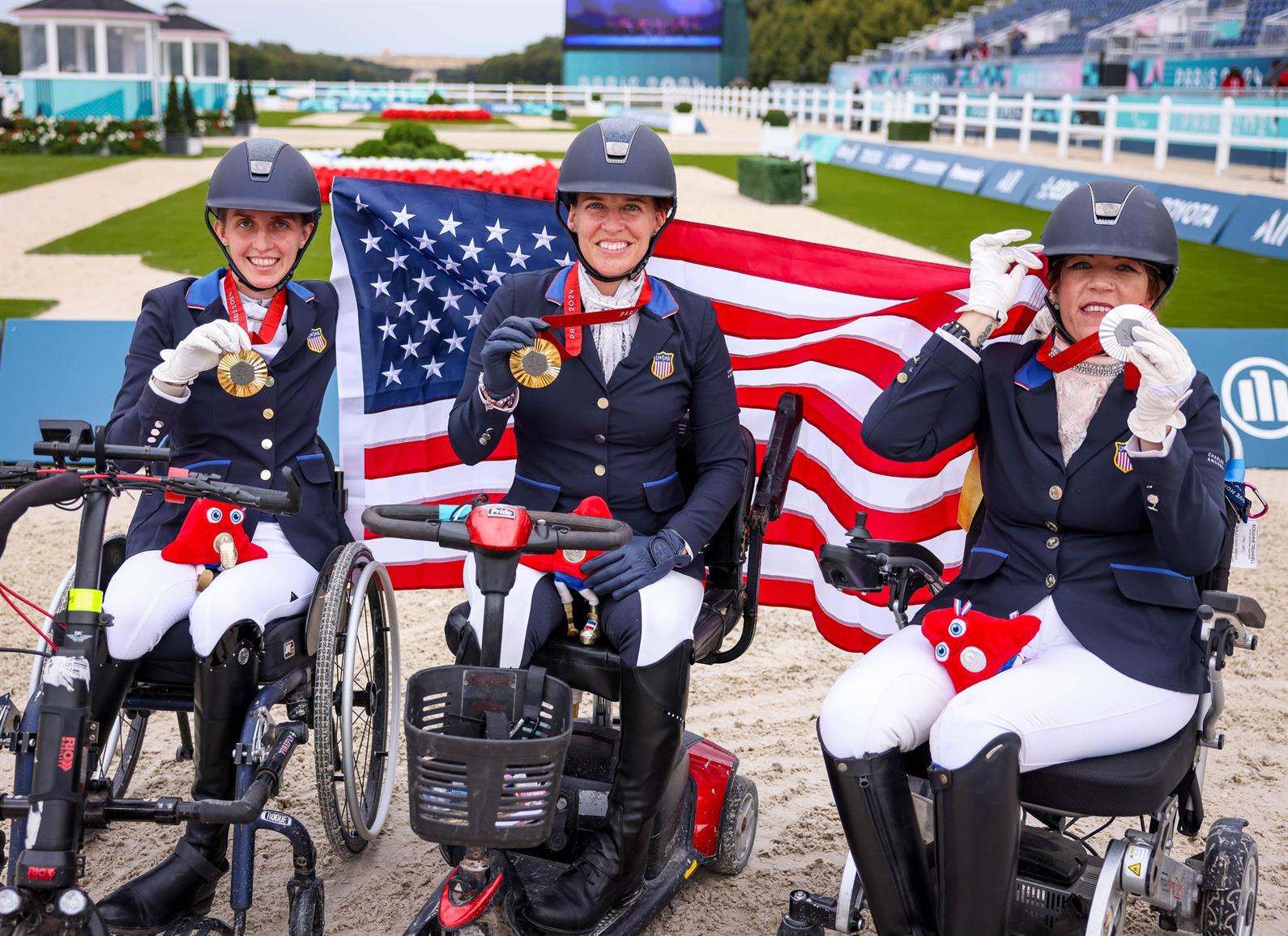 Three medaling U.S. dressage equestrians at the Paralympics